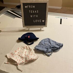 3/$10 Baby Girl Hats with Chin Straps